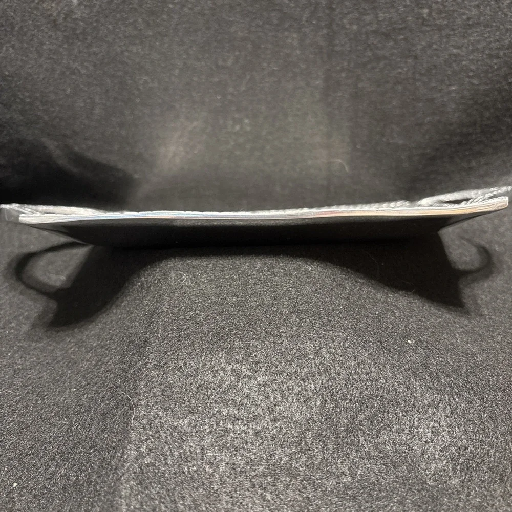 Handcrafted Pebbled Aluminum Rectangular Serving Tray with Handles Silver Tone